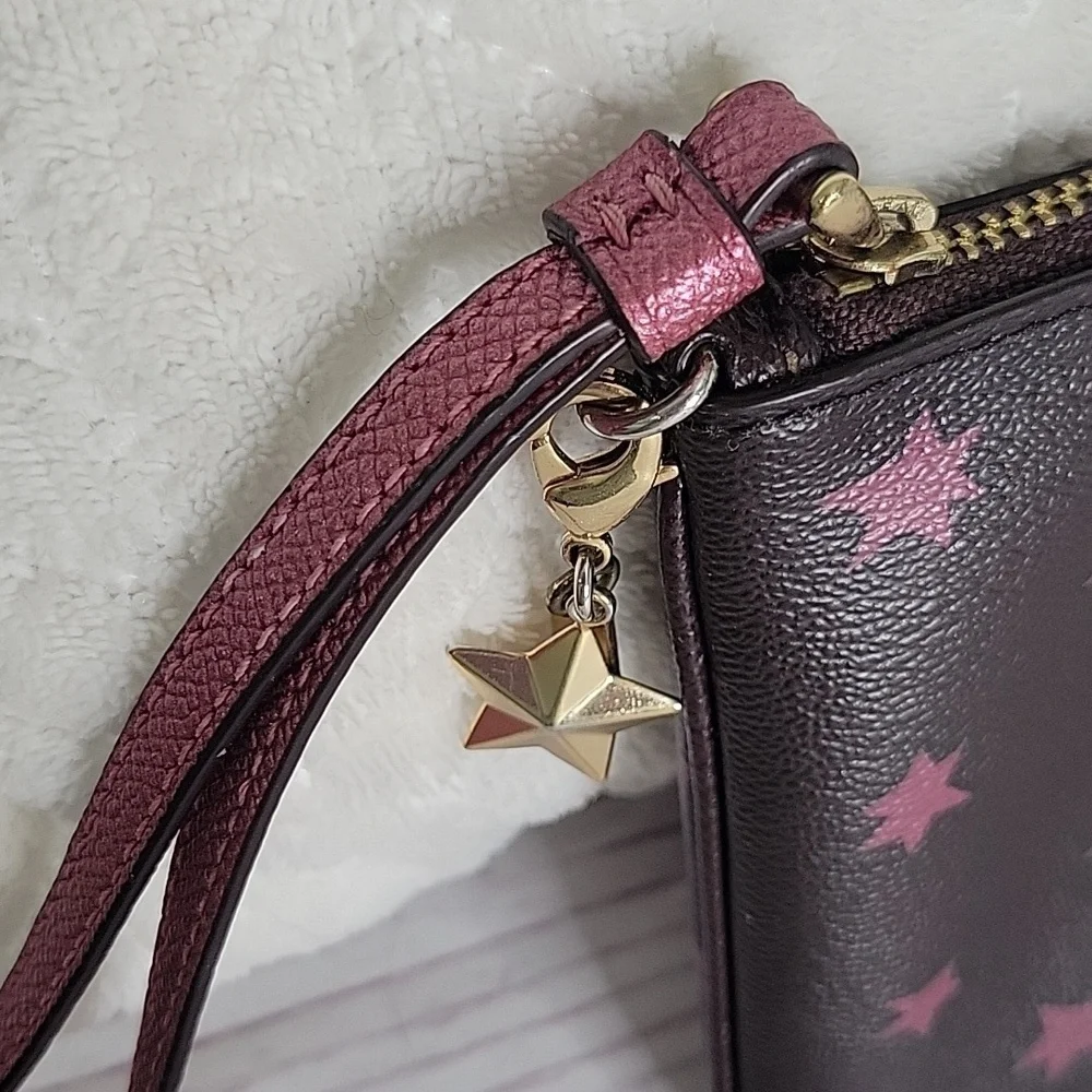 Coach Pink Star Pattern Wristlet - Picture 4 of 9